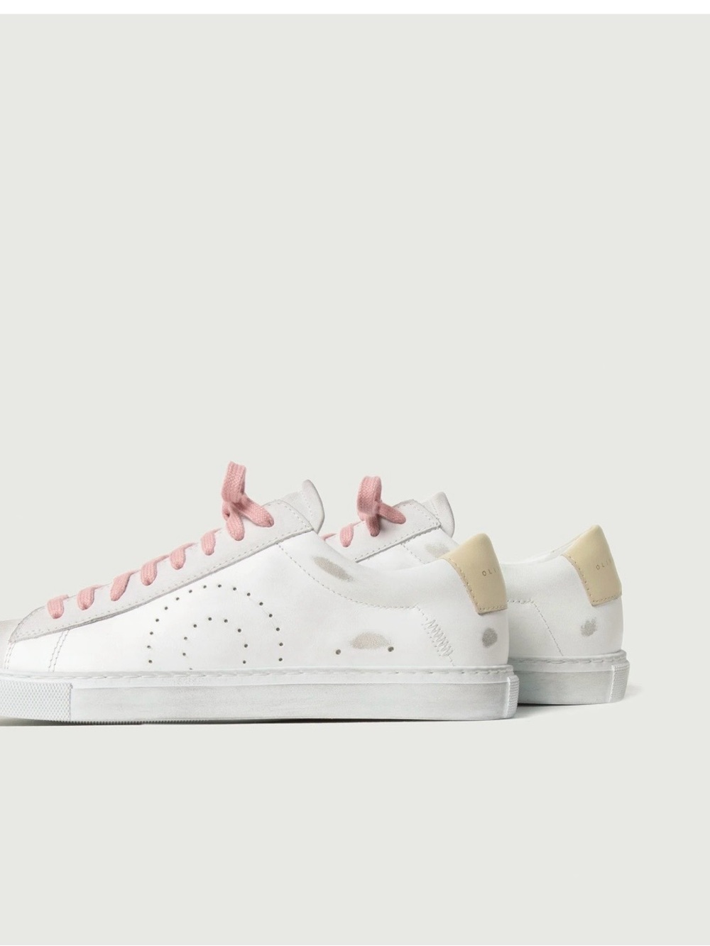 Oliver Cabell Low 1 Chloe sneakers white Italian leather pink cotton laces Sz 39